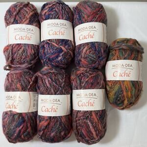 Lot 7 Skeins 50g Moda Dea Cache Colors WINK RAVE Multi Yarn Wool Blend Italy